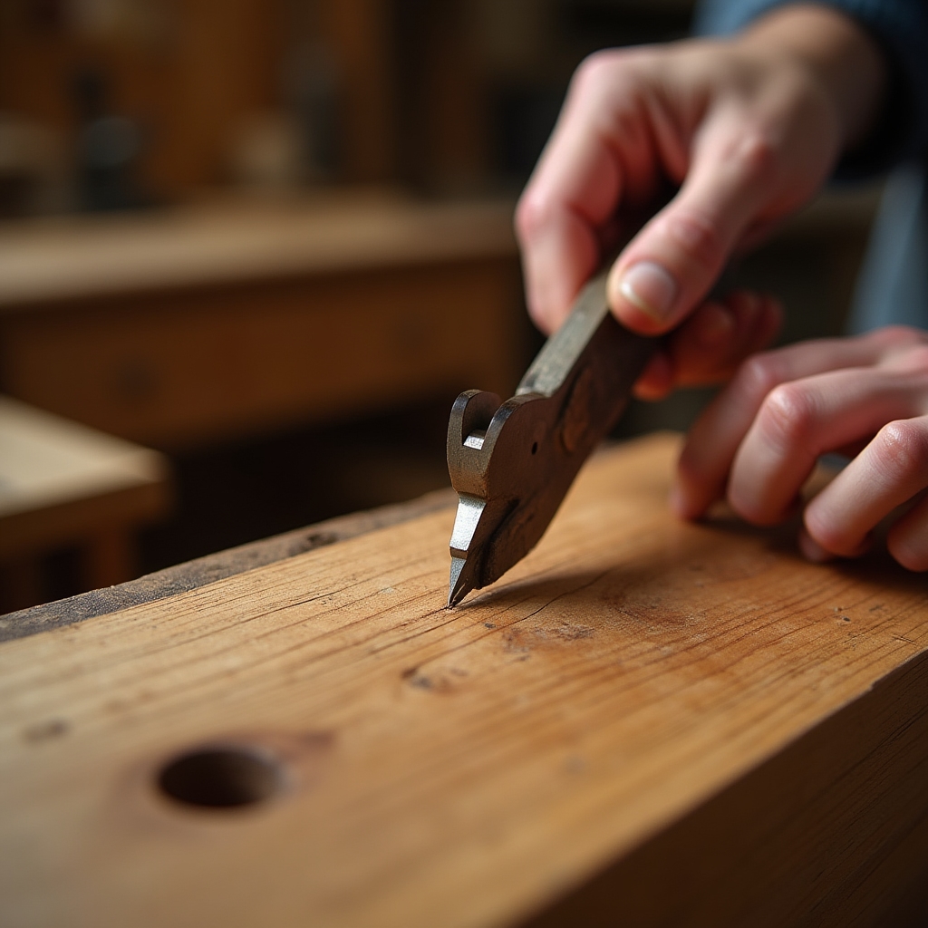 Dettaglio di lavorazione artigianale del legno in un laboratorio di falegnameria